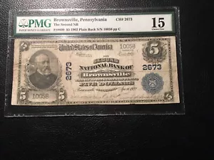 National bank note BrownsvillePA PMG15 fine damage internal tear - Picture 1 of 6