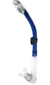 Cressi Supernova Dry Adult Size Snorkel - Clear/Cobalt - Picture 1 of 2