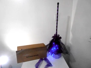 Animated Witches Halloween Broom Decoration - 29" - Purple & Black Sound Motion - Picture 1 of 5