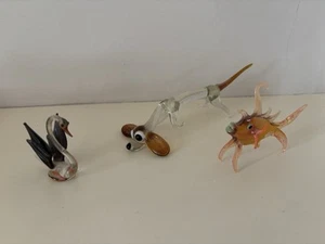 Vintage Dachshund Dog Ornament Blown Art Glass Figurine + Swan & Fish Murano ? - Picture 1 of 3
