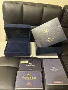 Grand Seiko Watch Box Case Blue, Great Condition Full Set Inner Outer Books Tag - Picture 1 of 6