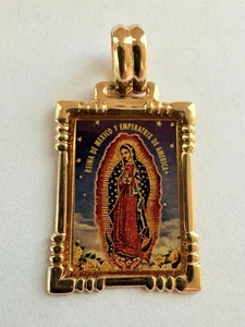14K Gold 585 Lady of Guadalupe Rena De Mexico Y Emperatrix De America Anhänger - Bild 1 von 13