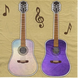 Serviettes en papier musique guitare note. Napkins guitar music musical note 03 - Imagen 1 de 1