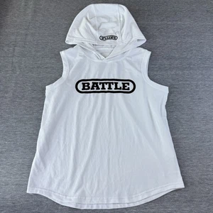 Battle Sports Sleeveless White Mid-Weight Hoodie Youth Large Exercise Sports Top - Picture 1 of 4
