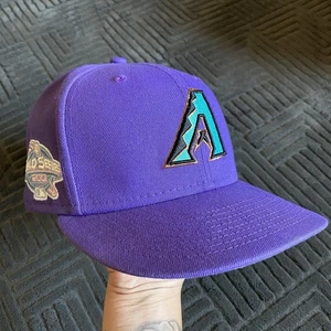 New Era Arizona Diamondbacks 59FIFTY Fitted Hat 2001 WS Patch Pink UV Size 7 3/8 - Picture 1 of 9