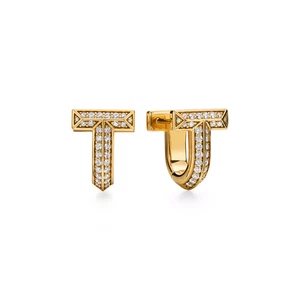 Tiffany & Co. T1 Pavé Huggie Ohrringe 18k Gelbgold Diamant 0,28 ct echt - Bild 1 von 11