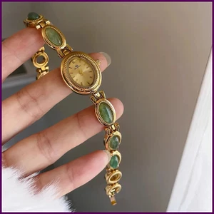 Reloj de cuarzo HQ de lujo para mujer verde jade elegante pulsera regalo de moda - Imagen 1 de 29