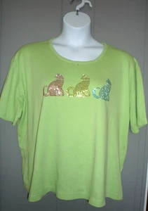 ISAAC’S DESIGNS Größe 3XL Damen Pull Over T-Shirt mit Bling von 3 Katzen Akzent - Bild 1 von 4