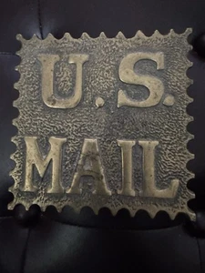 Vintage US Mail Brass Trinket Box with Lid Shaped Like Postage Stamp 4”x4”x1.5” - Picture 1 of 5