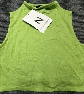 Naked Wardrobe Tank Top Womens Medium Green Sleeveless Cropped Shirt Made USA - Picture 1 of 11