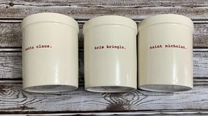 Rae Dunn Christmas Canister Holder Canister Santa Clause Red Letters Set Of 3 - Picture 1 of 12