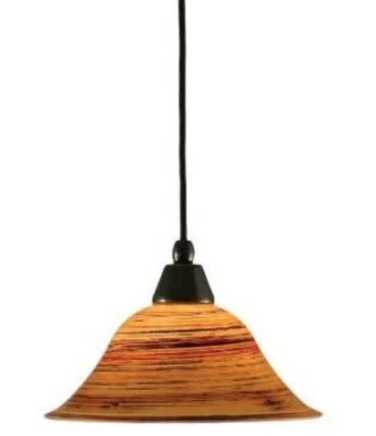 10" Cord Mini-Pendant LT Blk Copper Fin w/Firré Saturn Glass Toltec 22-BC-434  - Image 1 of 4