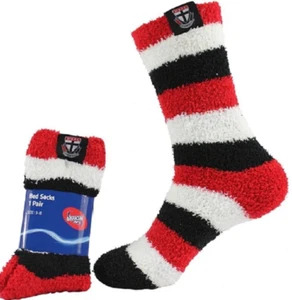 St Kilda Saints Official AFL Team Logo Adult & Youth Comfy Winter Bed Socks - Picture 1 of 3