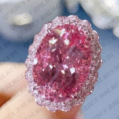 10.50ct Oval Cut Natural Topaz & Diamond Engagement Ring 18K White Gold Plated - Image 1 of 4