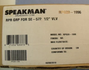 NUEVO EN CAJA Speakman RPG20-1996 1/2" Válvula de bola para SE-572 Lavado de ojos Grainger PN 21YG65 - Imagen 1 de 3