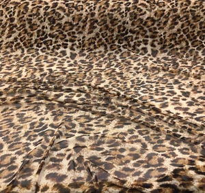 PowerNet Stretch Mesh Nylon Spandex Sheer Printed Cheetah Golden Brown Z500 - Picture 1 of 1