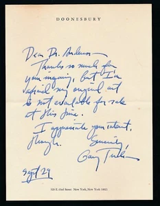 Gary Trudeau - Handwritten ALS Concerning The Sale of His Original Artwork - Picture 1 of 5
