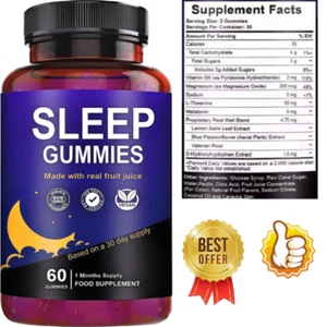 Sugar-Free Chewable Sleep Gummies w/ Vitamin B6 & Magnesium - 60 Gummies - Picture 1 of 9