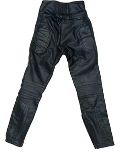 SPORTEX BLACK LEATHER BIKER TROUSERS SIZE 6 WAIST 26IN/INSIDE LEG 28IN - Picture 1 of 13
