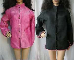 NWT Orig. $129 SAM HILU Pink & Black Reversible Lightweight Quilted Jacket XS - Picture 1 of 11