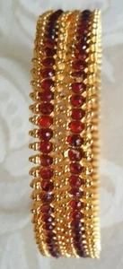 Traditional Bracelet/Bangles/semi precious Red Stones/ set of 2/ Size: 2.6" NEW  - Picture 1 of 6