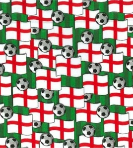 Printed Polycotton Craft Fabric Material - ENGLAND FOOTBALL - Picture 1 of 2