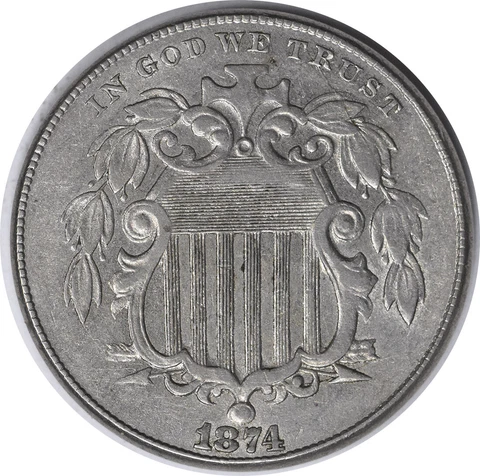 1874 Shield Nickel AU Uncertified #109 Cover