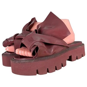 n. 21 sandali Kartell bordeaux marrone nodo fiocco plateau taglia EU 38 US 7,5 - Foto 1 di 10