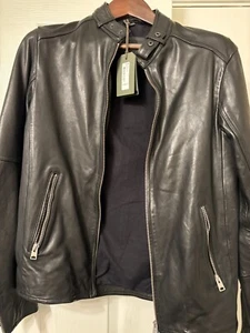 NEW w/Tags Men's ALL SAINTS Bomber Motorcycle Leather Jacket Medium - Picture 1 of 3