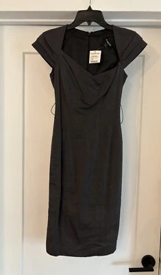 Women’s NWT BEBE Dark Gray Asymmetrical Slim Dress Size 00 *No Belt* - Image 1 of 4