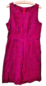 Vintage Sleeveless Red and Gray Small Checkered Dress - Picture 1 of 2