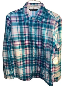 NWT Riders by LEE Sz Medium Fleece Blue/White Plaid Shirt - Picture 1 of 1