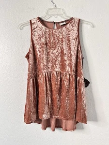 Knox Rose Damen Dusty Rose ärmellos Crushed Samt High Low Top Größe XL neu mit Etikett - Bild 1 von 5