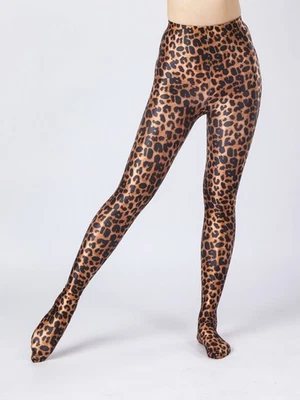 Medias para mujer con estampado de leopardo malla transparente cintura alta ajustadas pies pantimedias club Foto 1 de 4