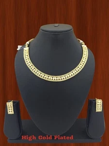 22K Gold Plated Bollywood Jewelry Wedding Beautiful Indian Necklace Earrings Set - Picture 1 of 3