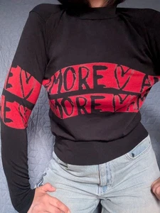 Desigual Talla S Mujer Negro/Rojo AMORE Manga Larga Tejido Elástico Jersey Top Suéter - Imagen 1 de 17