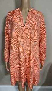 Vestido SUMMERY COPENHAGEN Talla XL Naranja Blanco Estampado Animal Línea A Columpio - Imagen 1 de 9