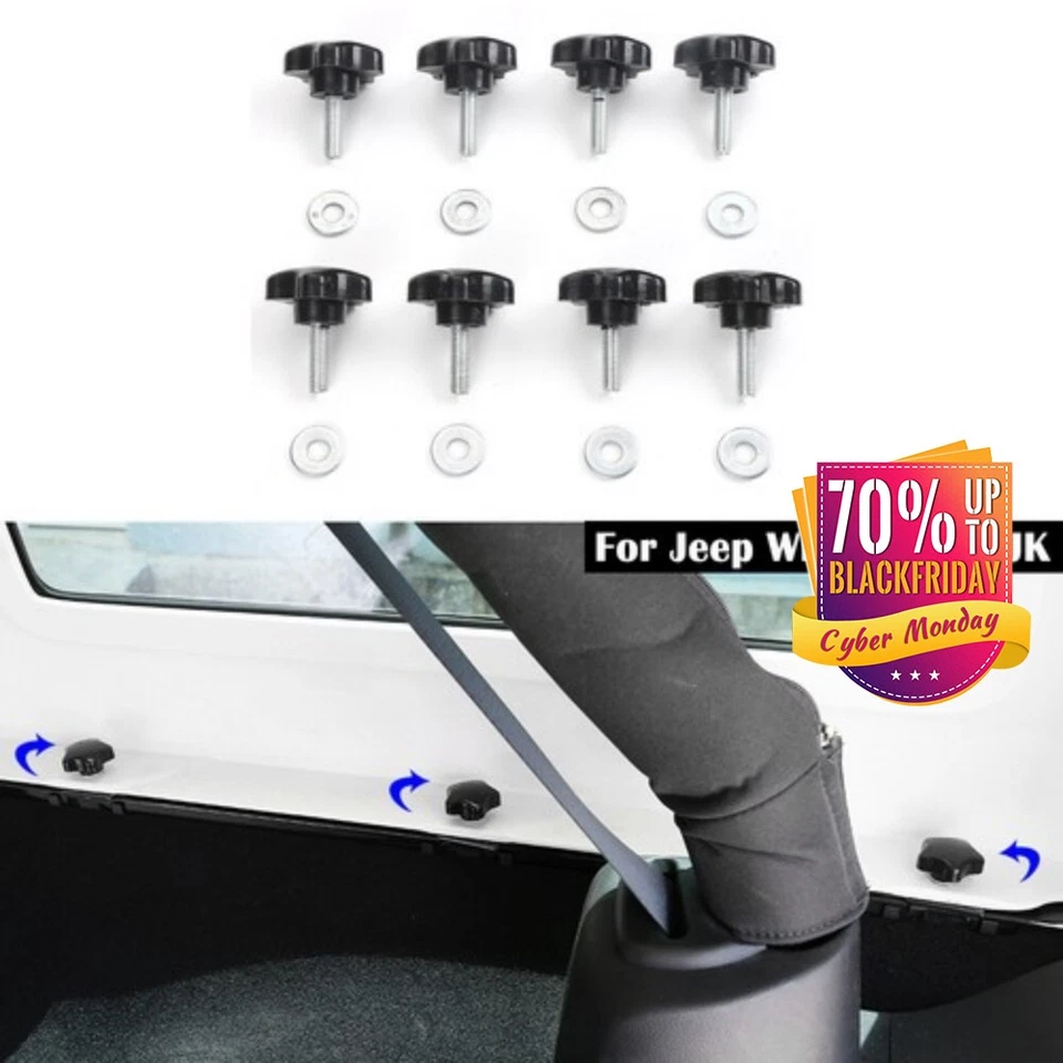 Inner Hardtop Quick Removal Bolts Thumb Screws for Jeep Wrangler 1995-2020 JK JL Foto 1 de 4