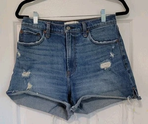 Abercrombie & Fitch High Rise 4" Curve Love Stretch Blue Jean Shorts Sz 29 Sz 8 - Picture 1 of 4
