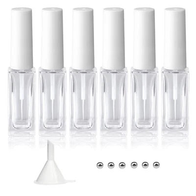 Delineador para arte en uñas botellas vacías 7 ml, paquete de 6 esmaltes de uñas vacíos en flor BLANCO Foto 1 de 4