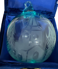 Crystal Traditions Tiffin Blown Glass Christmas Ornament 2005 Green Signed 