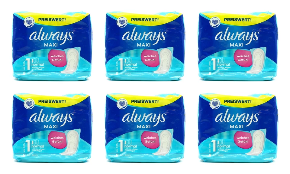 6x Always Maxi Normal Damenbinden , 6x9 Binden EAN8006540538227