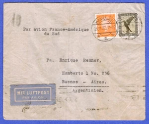 ALEMANIA, 1932, CUBIERTA DE CORREO AÉREO A ARGENTINA CON BUEN FRANQUEO, EN MUY BUEN ESTADO - Imagen 1 de 2