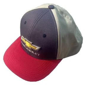 Chevy Snapback Trucker Hat Baseball Cap Blue Red Mesh Bowtie Embroidered - Picture 1 of 5