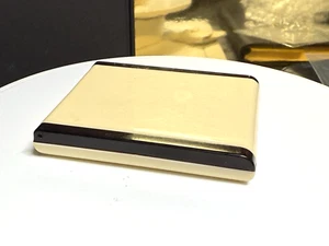 Vintage Compact Mirror Bakelite Pocket Black and Cream - Picture 1 of 9