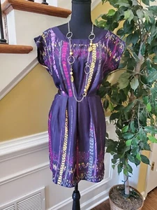 Bebop Purple Multi-Color Short Sleeve Dress Junior's Size Medium  - Picture 1 of 12