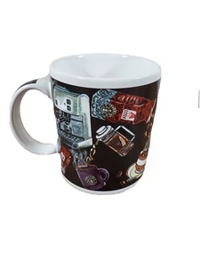Starbucks Coffee Mug Coffee Bean Espresso Machine Design Vintage 12oz - Picture 1 of 7