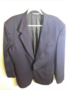 Pierre Cardin Suit Jacket Mens Size 42L Blue 100% Worsted Wool Missing Button - Picture 1 of 12