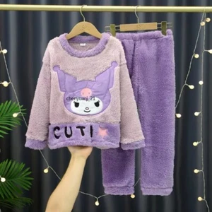 Children Pajamas Kuromi Flannel Cinnamoroll Cartoon Cute Kids Nightwear Costume - Picture 1 of 9