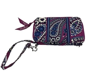 Vera Bradley Cross Body Purse ID Wallet/Phone Case Pocket Floral Purple Wristlet - Picture 1 of 14
